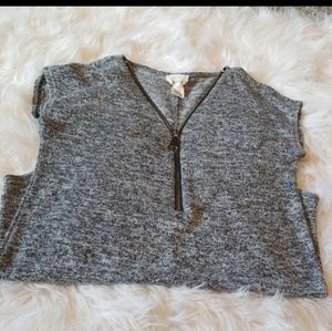 Sale! Slate grey sweater with large zipper size sm